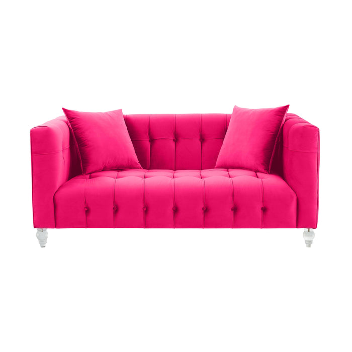 Bea Hot Pink Velvet Loveseat - Home And Beyond