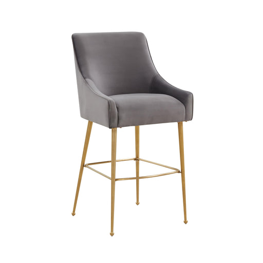 Beatrix Dark Grey Velvet Counter Stool - Gold Legs - Home And Beyond