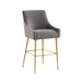 Beatrix Dark Grey Velvet Counter Stool - Gold Legs - Home And Beyond