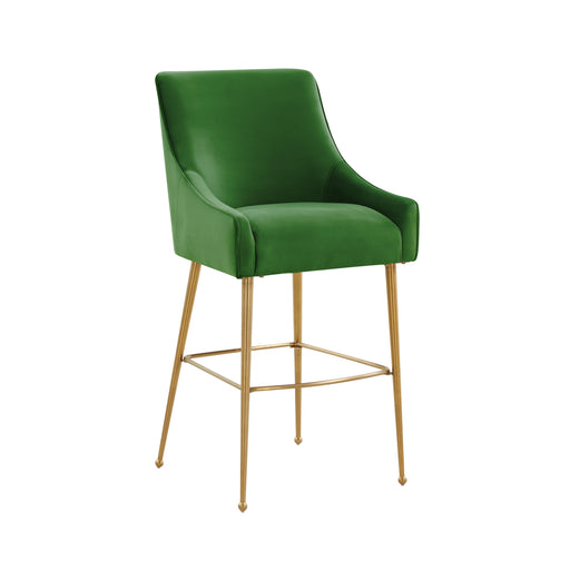 Beatrix Green Velvet Counter Stool - Gold Legs - Home And Beyond
