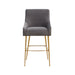 Beatrix Dark Grey Velvet Bar Stool - Gold Legs - Home And Beyond