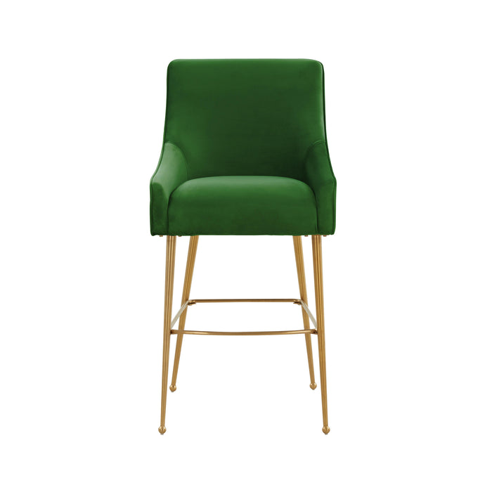 Beatrix Green Velvet Counter Stool - Gold Legs - Home And Beyond