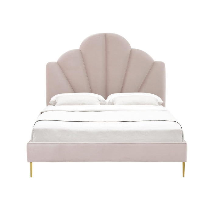 Bianca Blush Velvet Bed in Queen - Home And Beyond