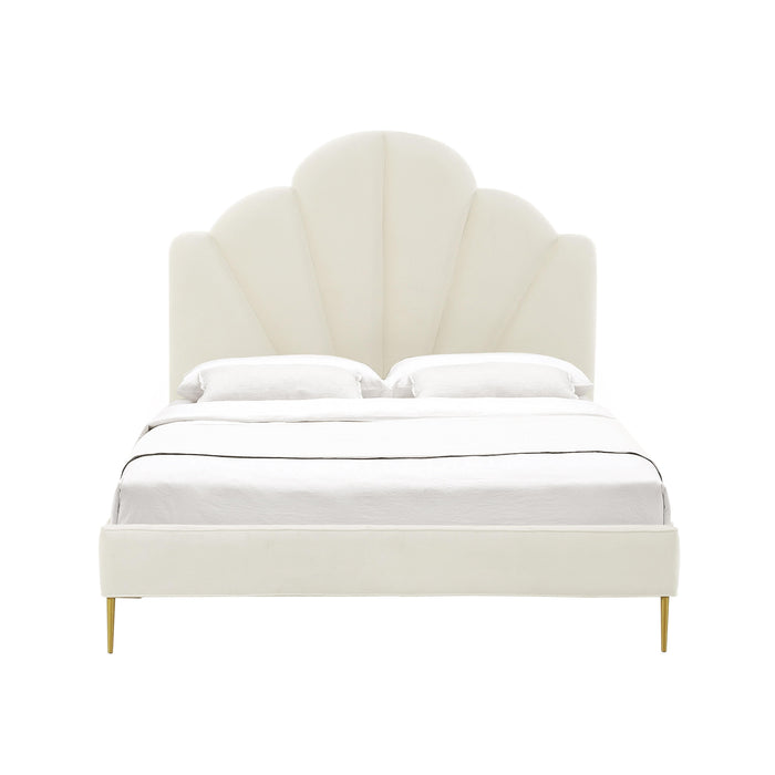 Bianca Cream Velvet Bed in King - Home And Beyond