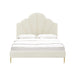 Bianca Cream Velvet Bed in Queen - Home And Beyond