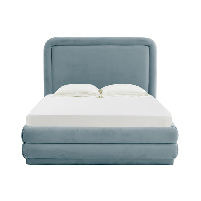 Briella Bluestone Velvet Bed in King - Home And Beyond