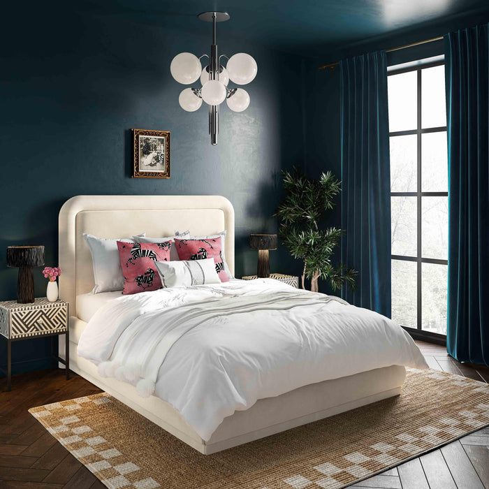 Briella Cream Velvet Bed in Full - Home And Beyond