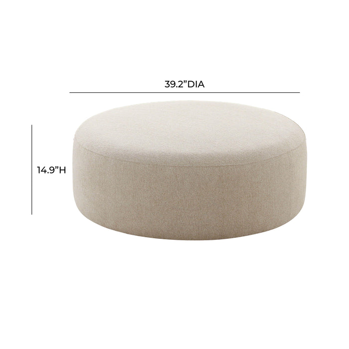 Broohah Beige Linen Ottoman - Home And Beyond