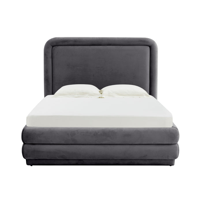 Briella Dark Grey Velvet Bed in Full - Home And Beyond