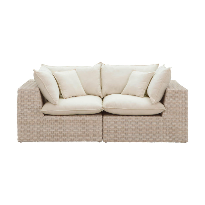 Cali Natural Wicker Outdoor Modular Loveseat - Home And Beyond