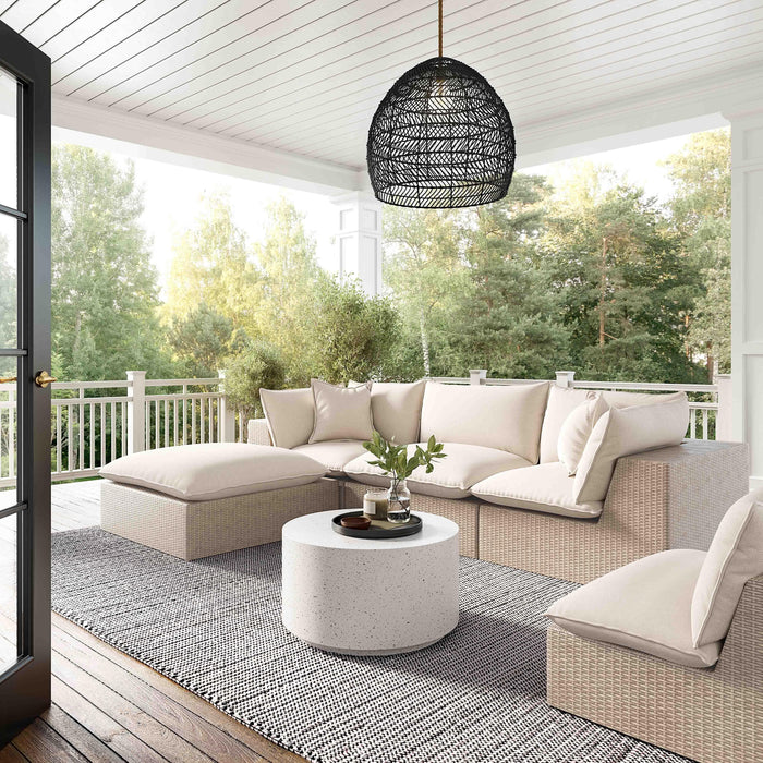 Cali 4-Piece Natural Wicker Outdoor Modular Sectional
