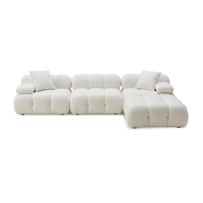 Calliope Cream Vegan Shearling 4-piece Modular Sectional - Home And Beyond