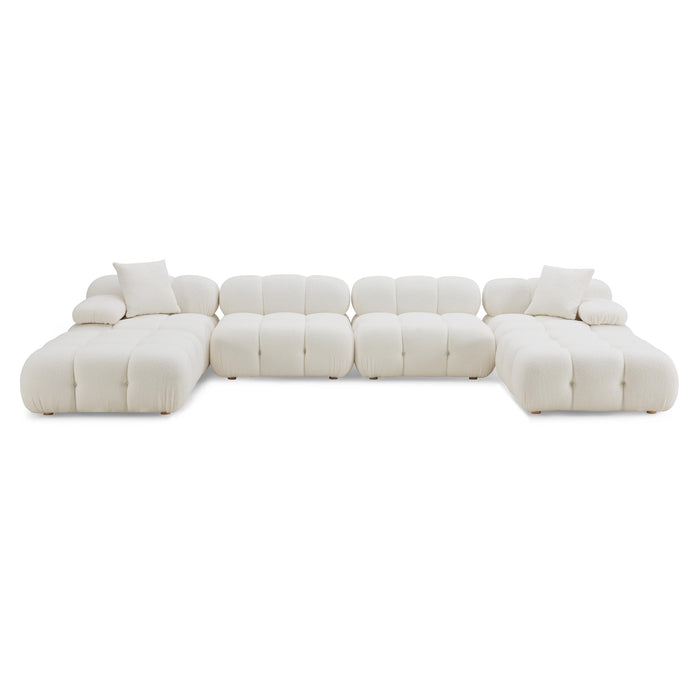 Calliope Cream Vegan Shearling 6-piece Modular U-Sectional