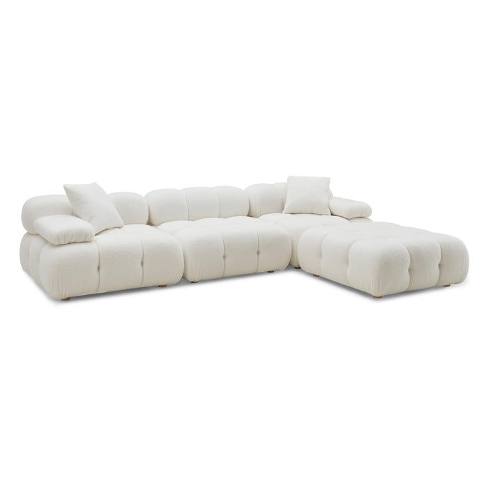 Calliope Cream Vegan Shearling 4-piece Modular Sectional image