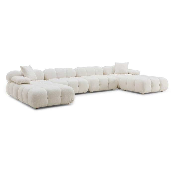 Calliope Cream Vegan Shearling 6-piece Modular U-Sectional image