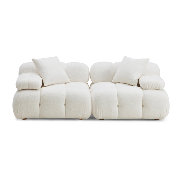 Calliope Cream Vegan Shearling Modular Loveseat - Home And Beyond