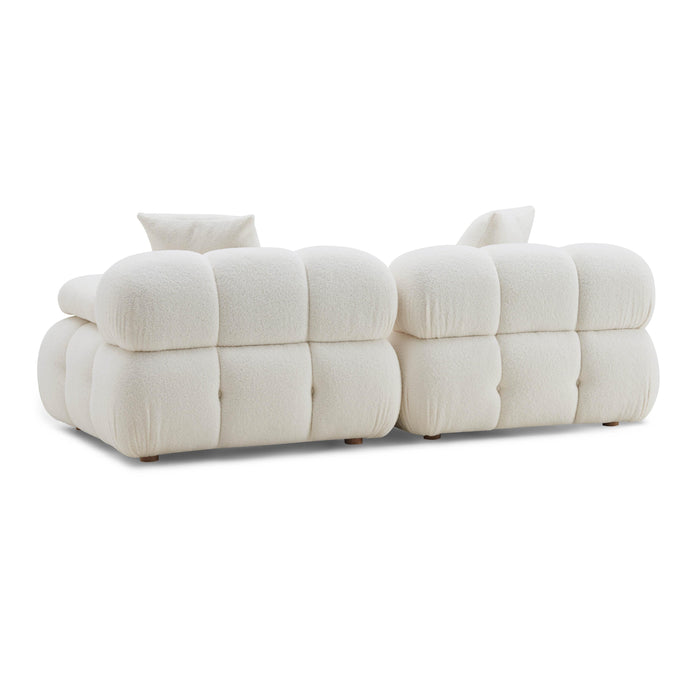 Calliope Cream Vegan Shearling Modular Loveseat - Home And Beyond