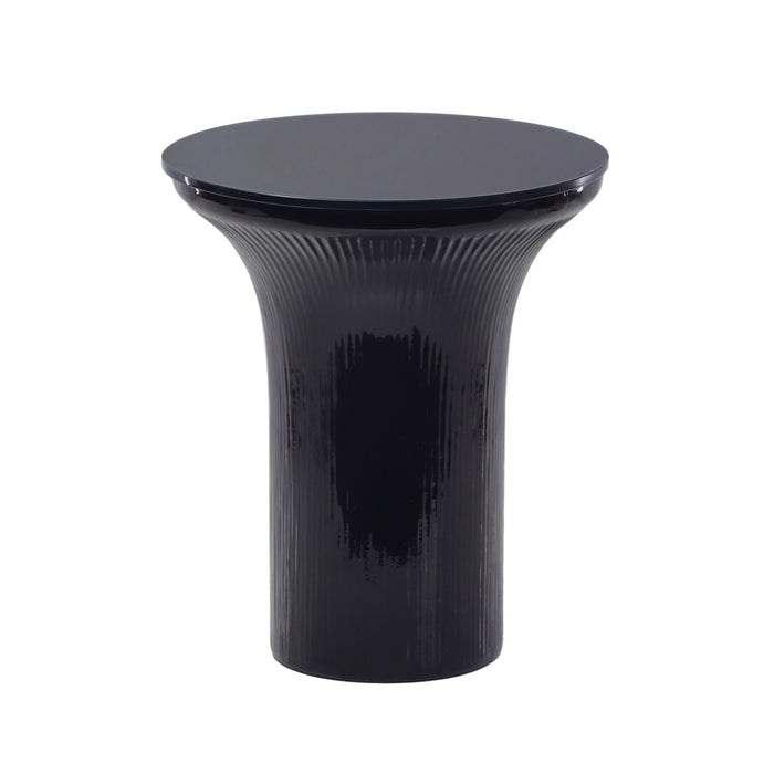 Cassandra Midnight Blue Glass Flared Side Table - Home And Beyond