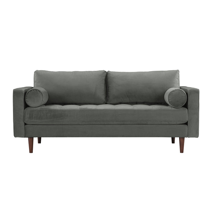 Cave Ash Gray Velvet Loveseat