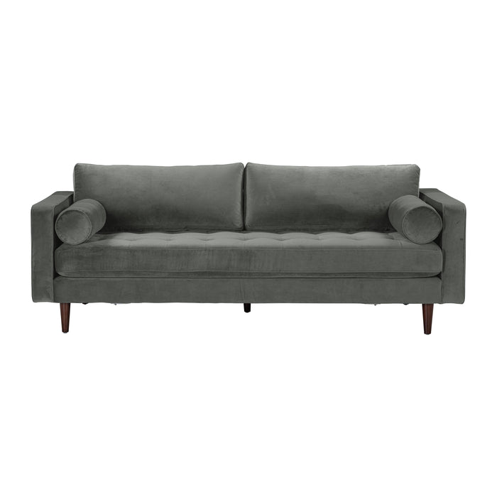 Cave Ash Gray Velvet Sofa - Home And Beyond