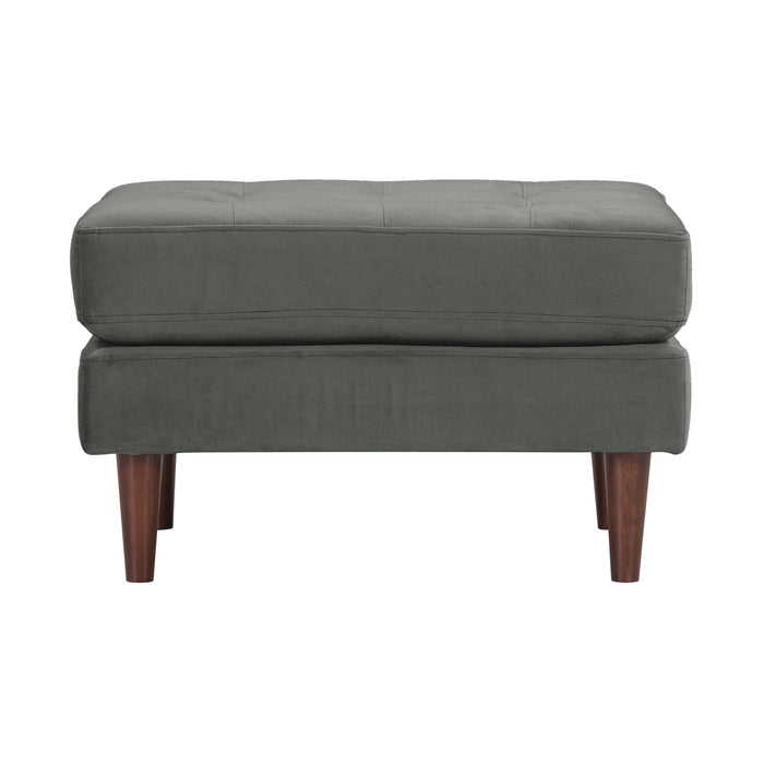 Cave Ash Gray Velvet Ottoman - Home And Beyond