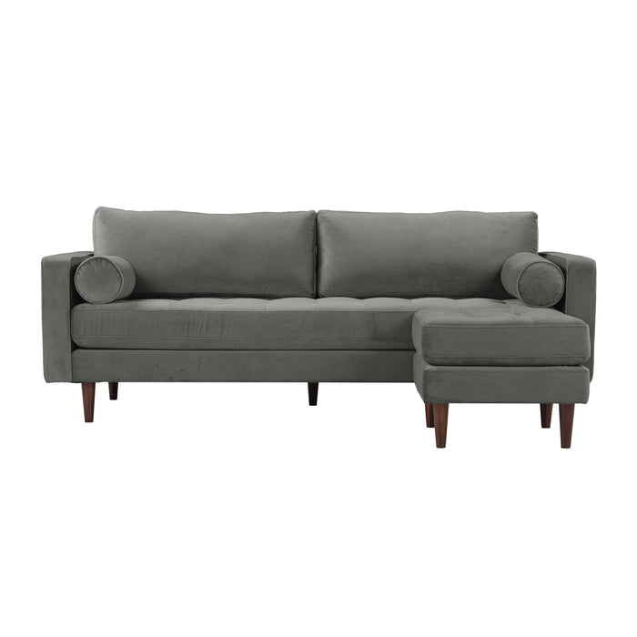 Cave Ash Gray Velvet Sectional - Home And Beyond