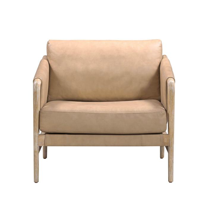 Chakka Tan Genuine Leather Accent Chair - Home And Beyond