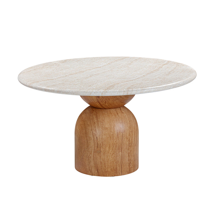 Cynthia Travertine Concrete Indoor / Outdoor 54" Round Dining Table - Home And Beyond