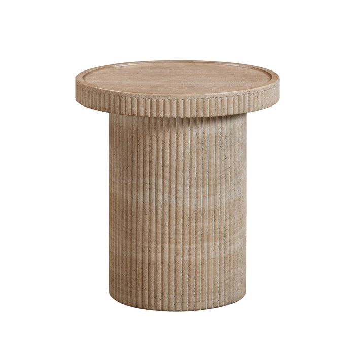 Darcy Faux Travertine Concrete Side Table - Home And Beyond