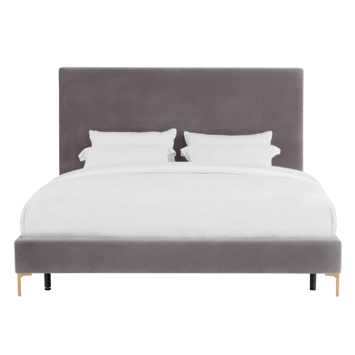 Delilah Grey Velvet Bed in Twin - Home And Beyond