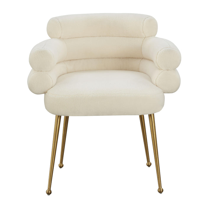 Dente Cream Faux Sheepskin Dining Chair - Home And Beyond