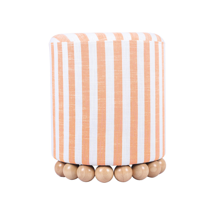 Dex Salmon Pink Striped Linen Ottoman - Home And Beyond