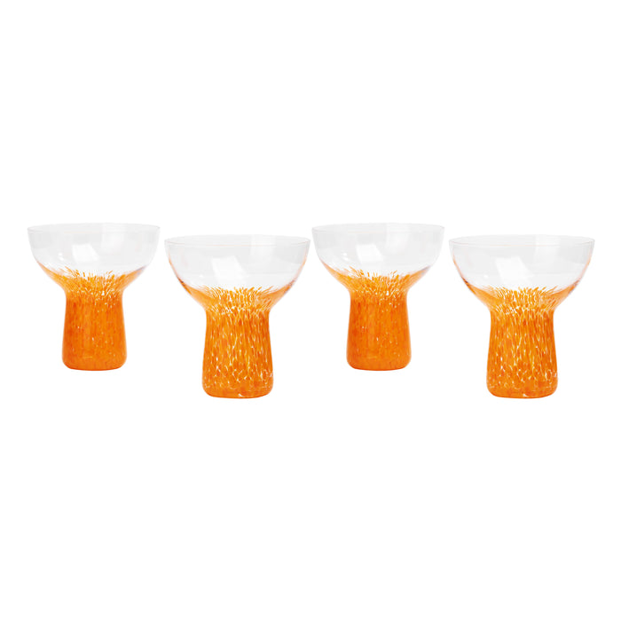 Dottie Clear Orange Dots Handblown Cocktail Glass - Set of 4 - Home And Beyond