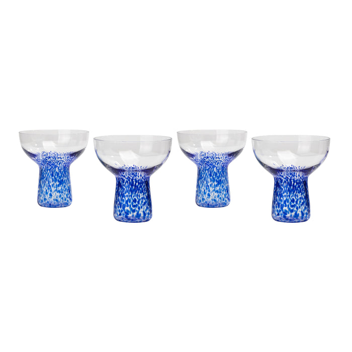 Dottie Blue Dots Handblown Cocktail Glass - Set of 4 - Home And Beyond