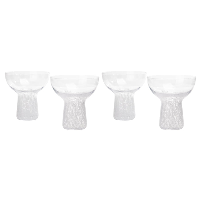 Dottie Clear White Dots Handblown Cocktail Glass - Set of 4