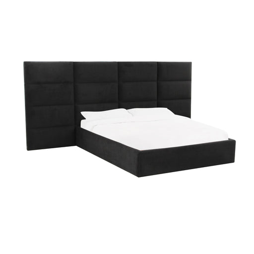 Eliana Black Velvet Queen Bed with Wings image