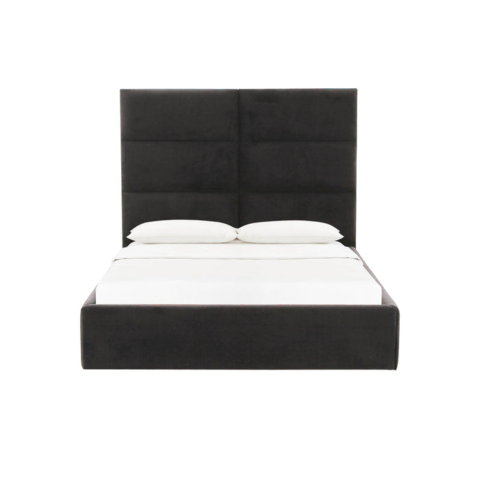 Eliana Black Velvet Queen Bed - Home And Beyond