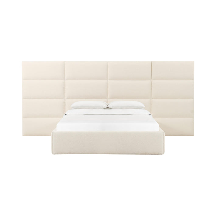 Eliana Cream Boucle King Bed with Wings - Home And Beyond