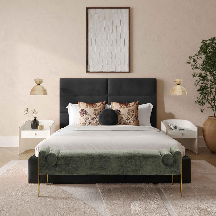 Eliana Black Velvet Queen Bed