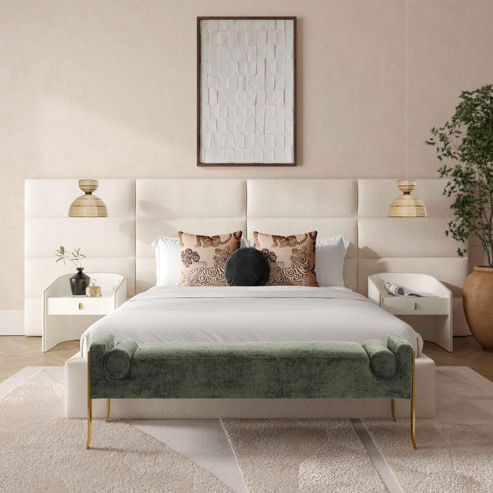 Eliana Cream Boucle King Bed with Wings - Home And Beyond