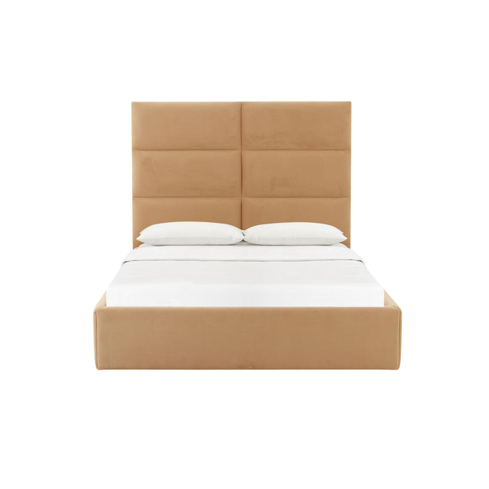 Eliana Honey Velvet King Bed - Home And Beyond