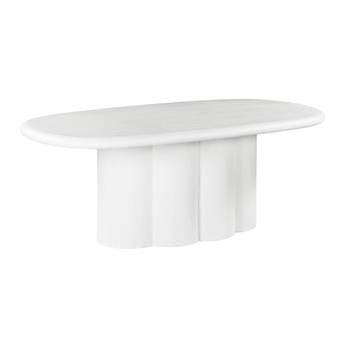 Elika White Faux Plaster Oval Dining Table - Home And Beyond