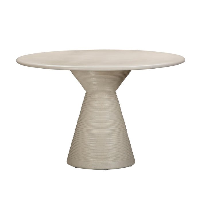 Fern Beige Textured Faux Plaster Concrete Indoor / Outdoor Round Dining Table - Home And Beyond