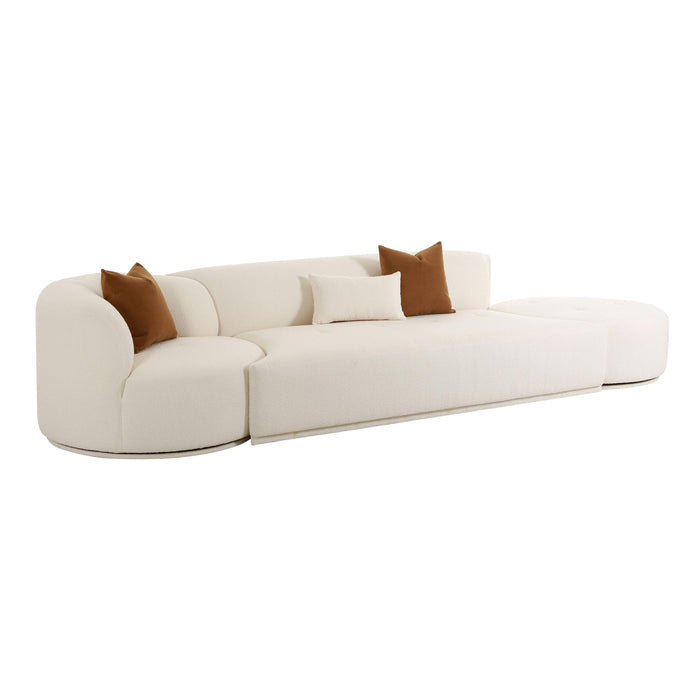 Fickle Cream Boucle 3-Piece Chaise Modular Sofa - Home And Beyond