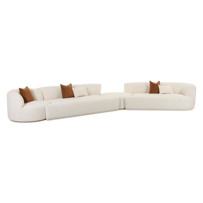 Fickle Cream Boucle 4-Piece Modular RAF Sectional - Home And Beyond