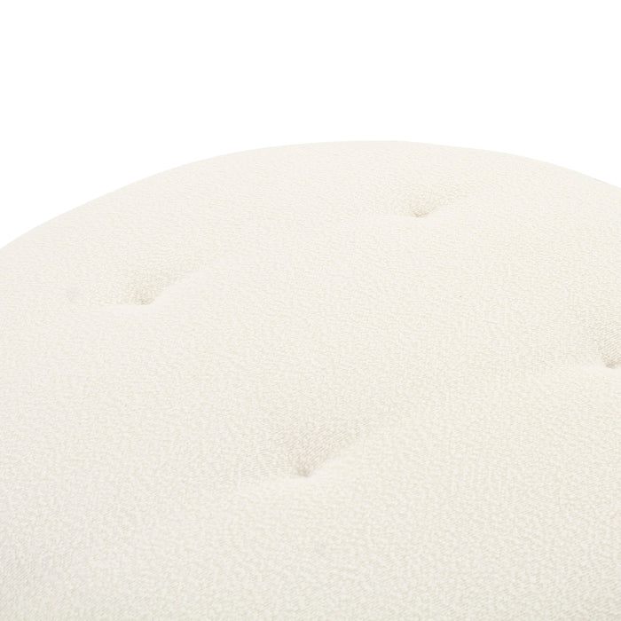 Fickle Cream Boucle Swivel Ottoman - Home And Beyond