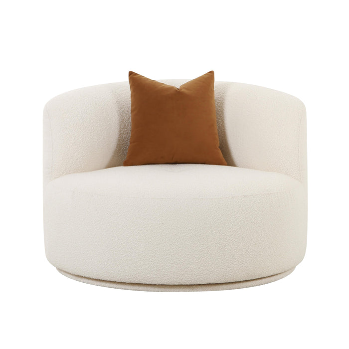 Fickle Cream Boucle Swivel Chair - Home And Beyond