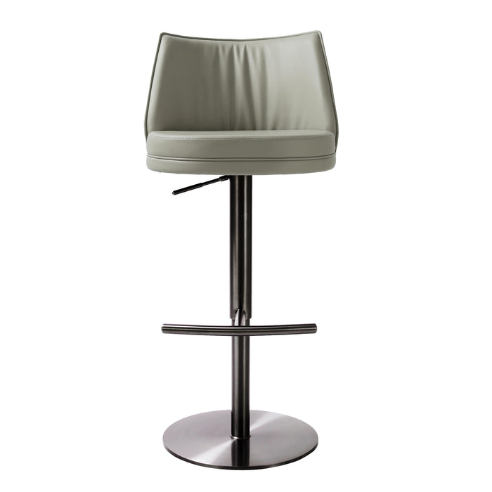 Gala Light Grey Vegan Leather on Black Adjustable Stool - Home And Beyond