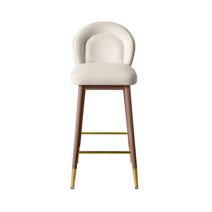 Hailey Cream Velvet Barstool - Home And Beyond