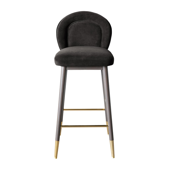 Hailey Charcoal Grey Velvet Counter Stool - Home And Beyond